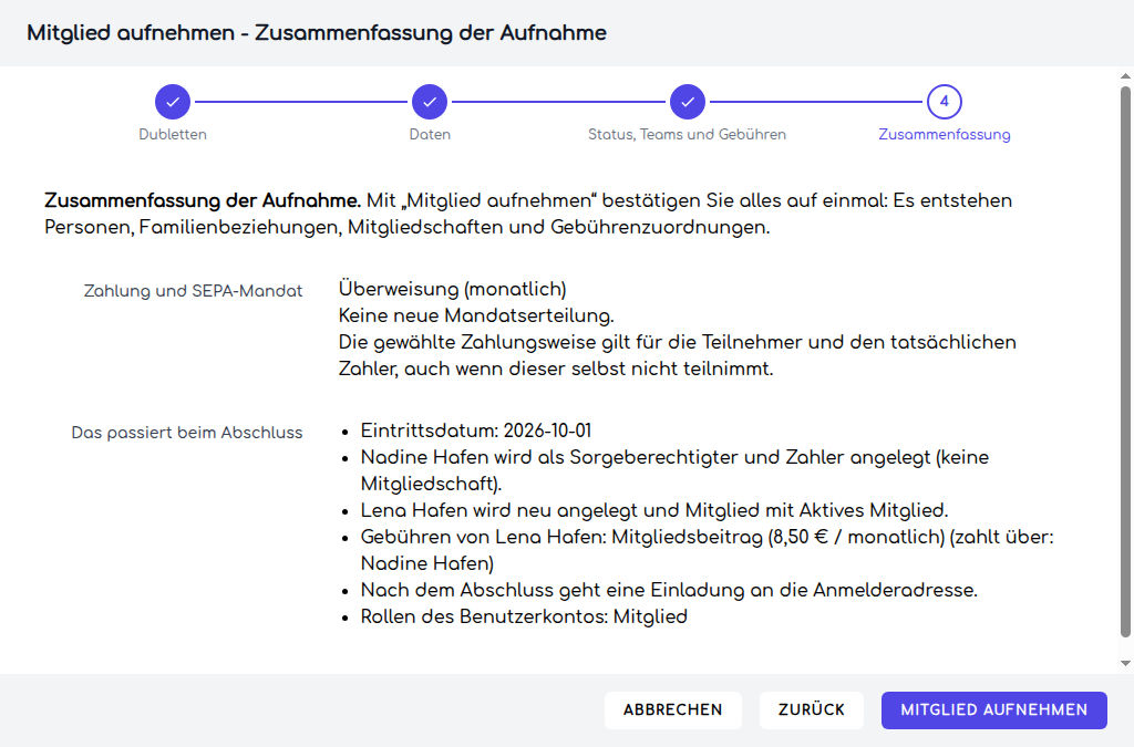 Zusammenfassung einer Kinderaufnahme mit Überweisung, vor der endgültigen Aufnahme